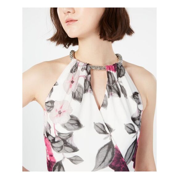 NWT CALVIN KLEIN Womens White Sleeveless Mini Fit + Flare Formal Dress 2 - Picture 3 of 5